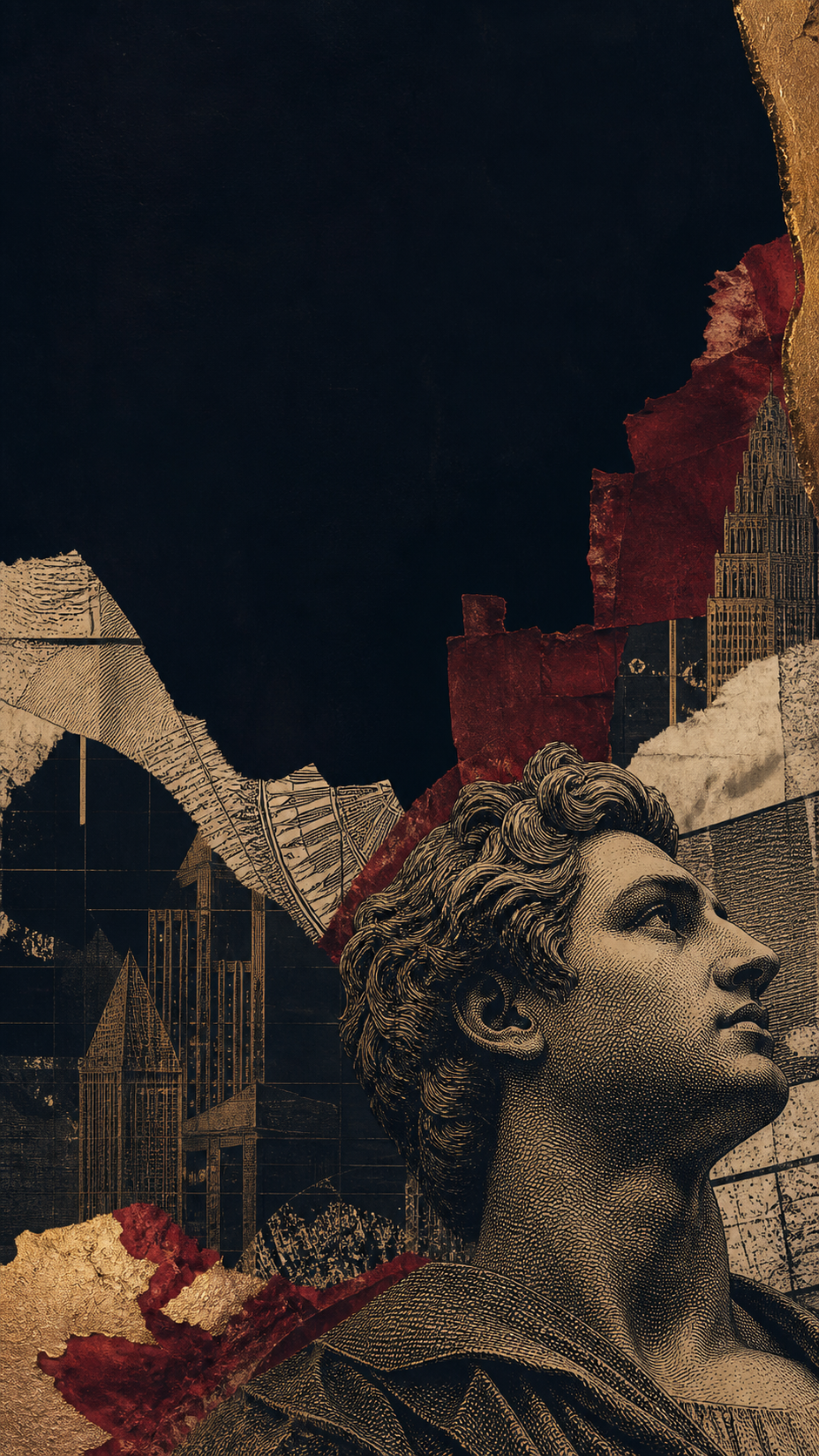 Legacy Archive: Collage de papel, memoria y burdeos
